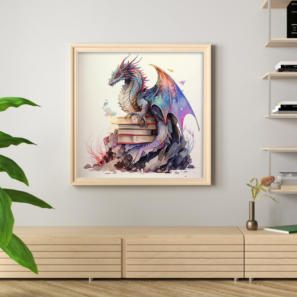 Flying Dragon In Book - 11CT Stamped Cross Stitch 60*60CM