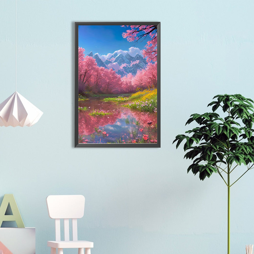 Landscape Flowers - Full Round Drill Diamond Painting 40*60CM