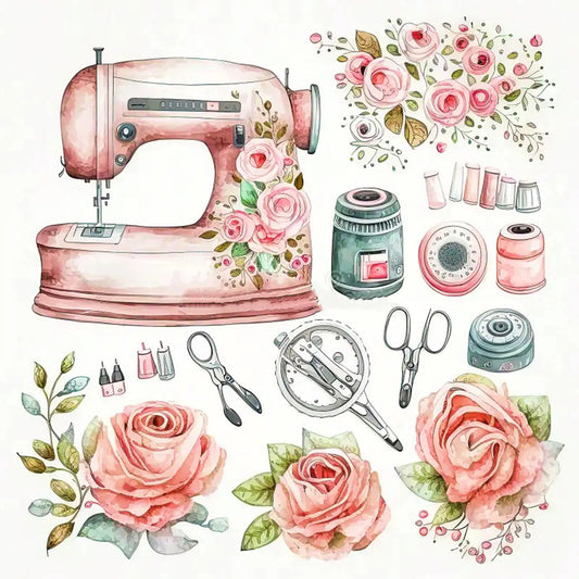 Flower Sewing Machine Tools - 14CT Stamped Cross Stitch 40*40CM