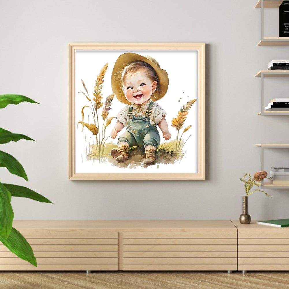 Farm Baby - 18CT Stamped Cross Stitch 25*25CM