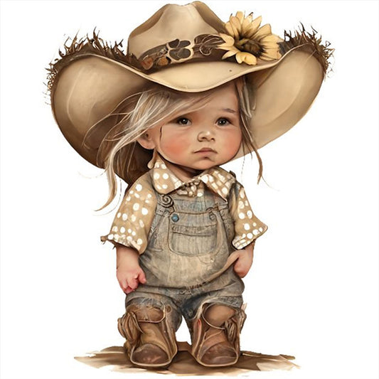 Sunflower Denim Baby - 18CT Stamped Cross Stitch 25*25CM