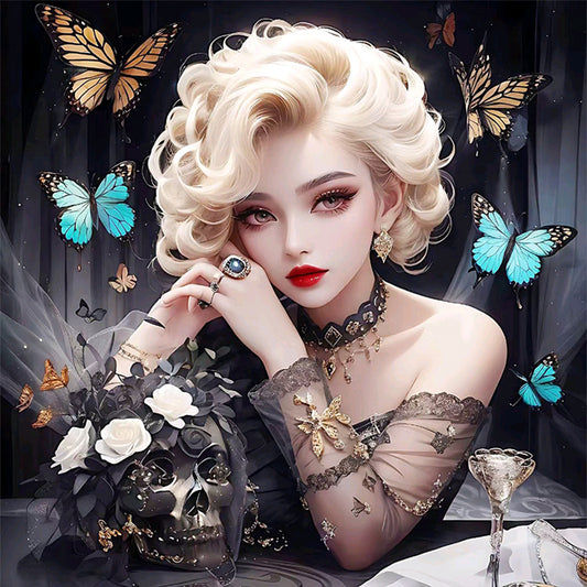 Beautiful Girl With Short Curly Hair - 11CT Stamped Cross Stitch 50*50CM