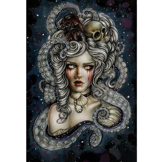 Skeleton Octopus Woman - 11CT Stamped Cross Stitch 50*72CM