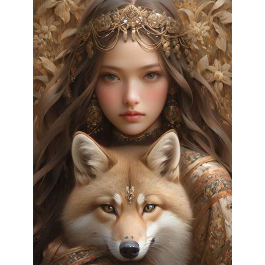 Girl And Animals - 11CT Stamped Cross Stitch 50*65CM