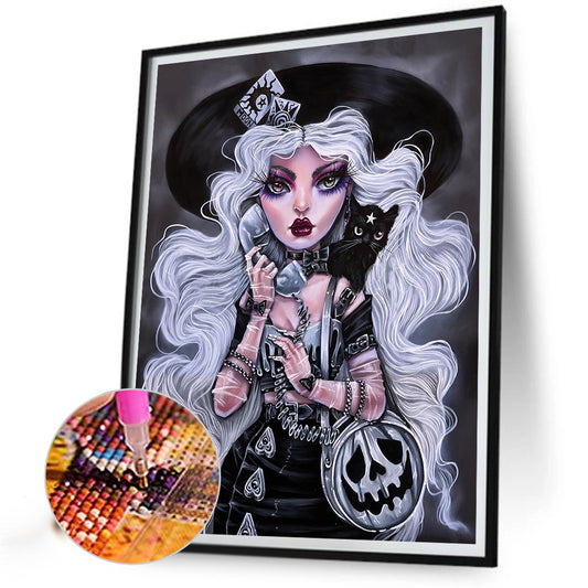 Silver Haired Girl - Full Round Drill Diamond Painting 40*50CM