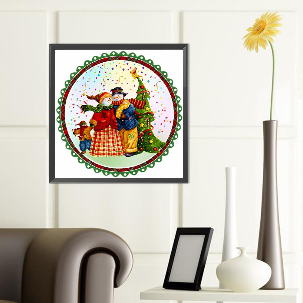 Christmas Snowman Christmas Tree - Full Round Drill Diamond Painting 40*40CM