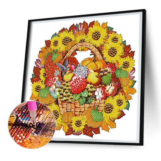 Sunflower Wreath - Special Shaped Drill Diamond Painting 30*30CM