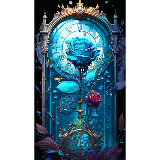 Blue Melancholy Roses - Full Round Drill Diamond Painting 40*70CM