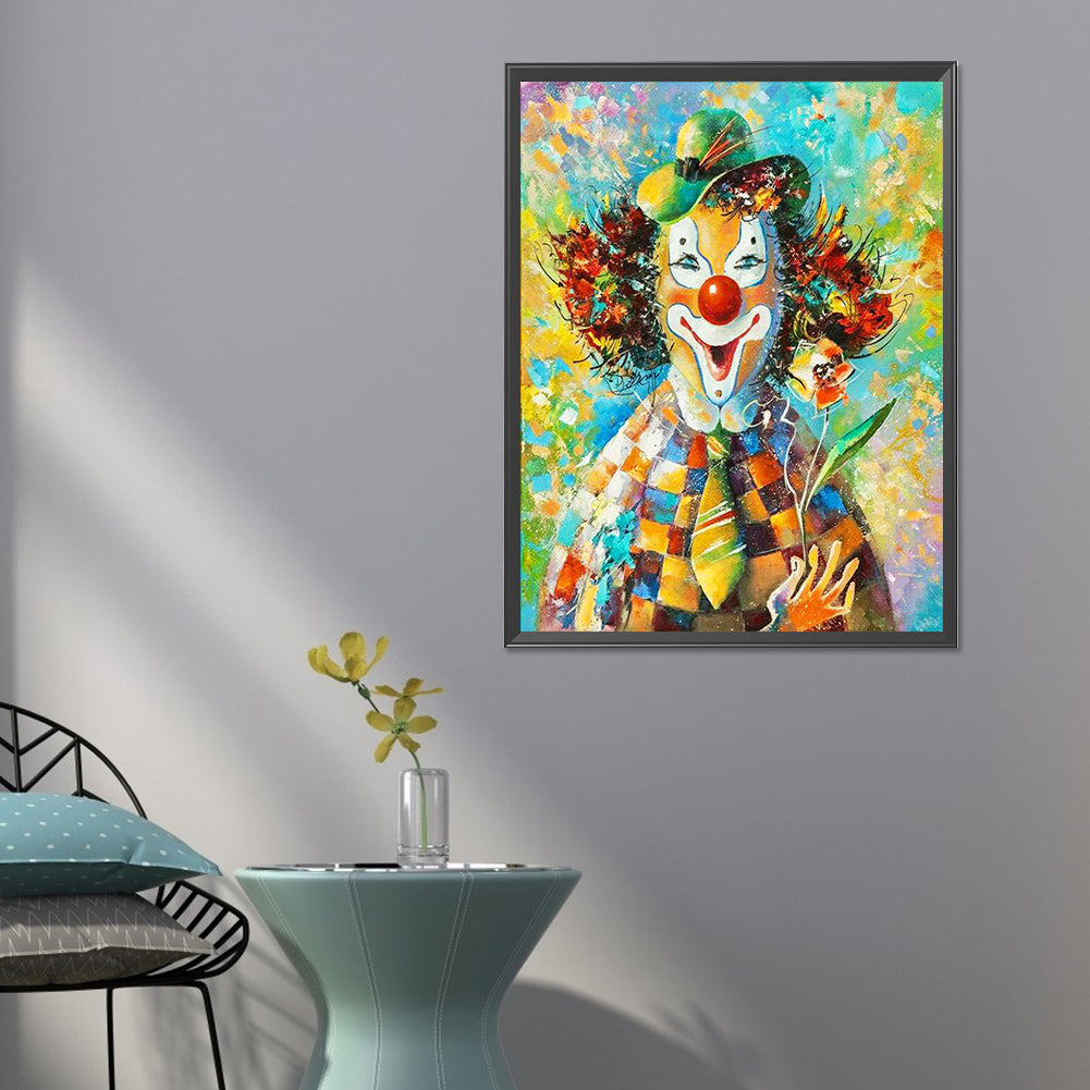 Clown With Flowers - Full Round Drill Diamond Painting 50*60CM