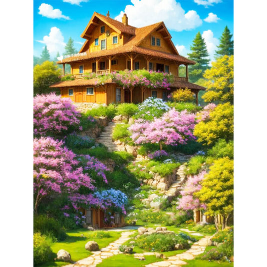 Landscape Scenery Cabin - 14CT Stamped Cross Stitch 45*60CM
