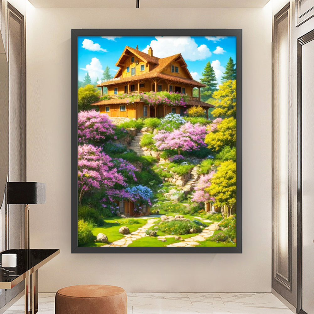 Landscape Scenery Cabin - 14CT Stamped Cross Stitch 45*60CM