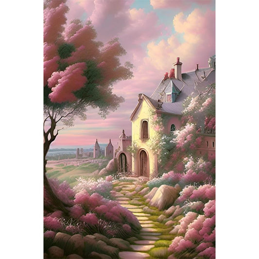 Pink Fantasy Castle - 11CT Stamped Cross Stitch 50*75CM