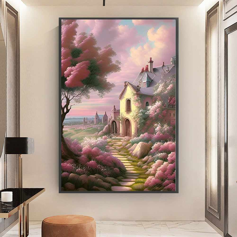 Pink Fantasy Castle - 11CT Stamped Cross Stitch 50*75CM
