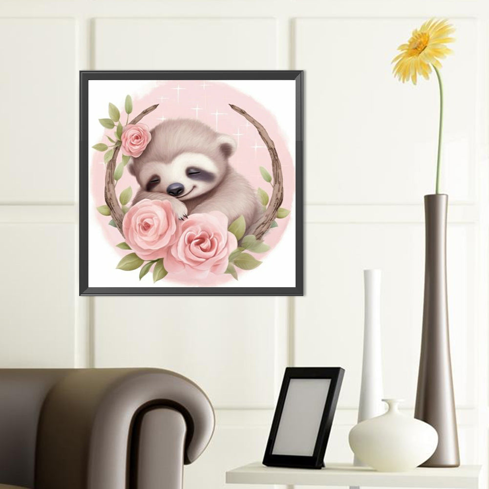 Flower Sloth - Full Round Drill Diamond Painting 40*40CM