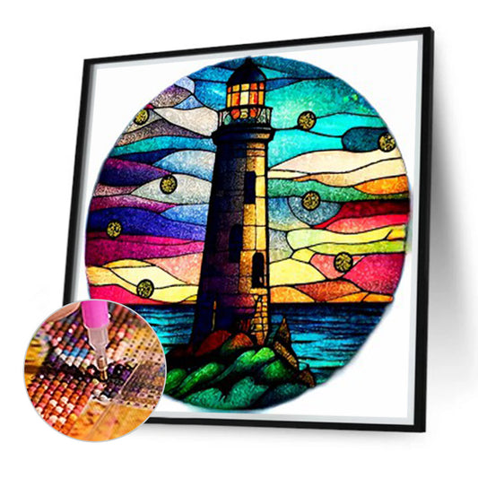 Colorful Nebula Lighthouse - Full Round Drill Diamond Painting 40*40CM