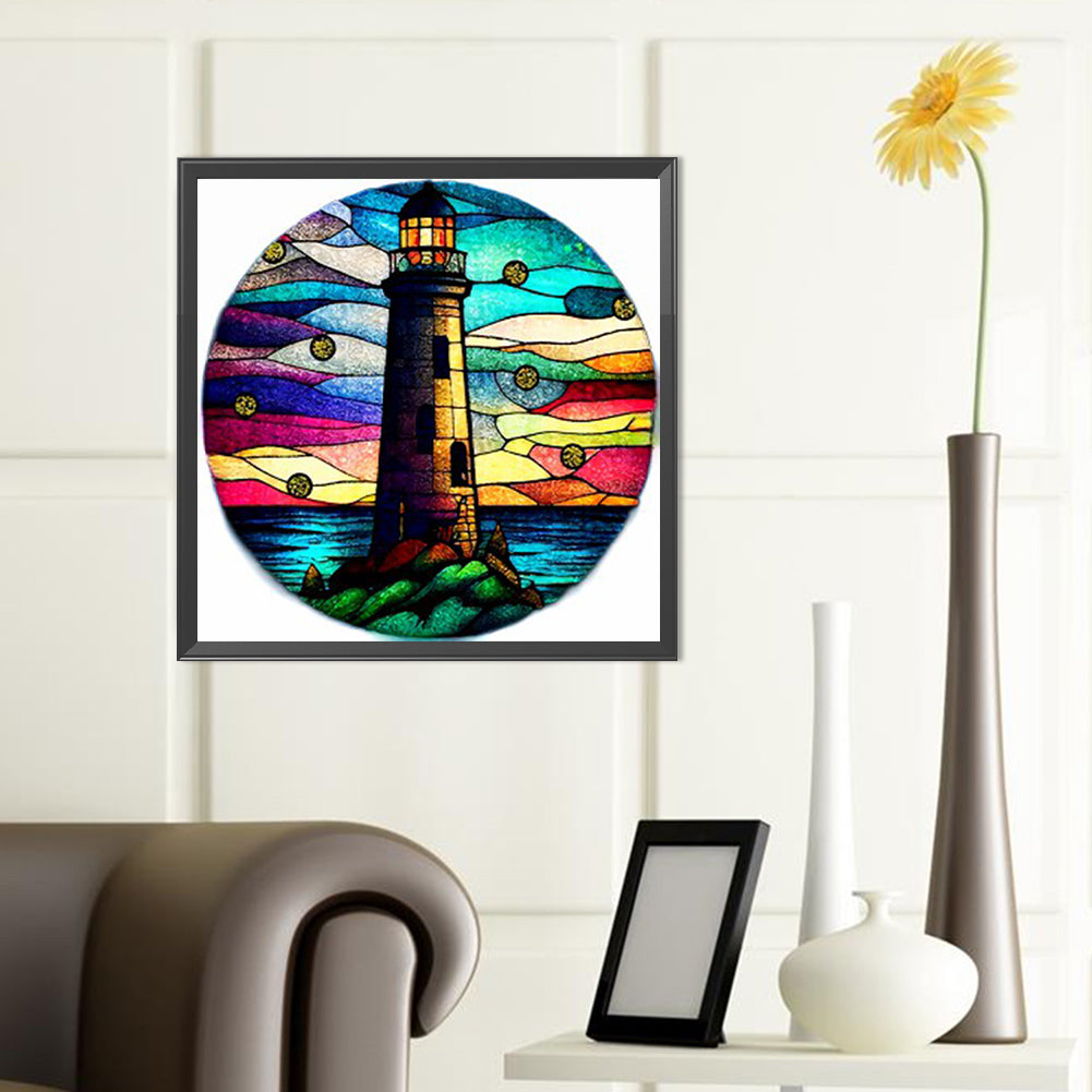 Colorful Nebula Lighthouse - Full Round Drill Diamond Painting 40*40CM