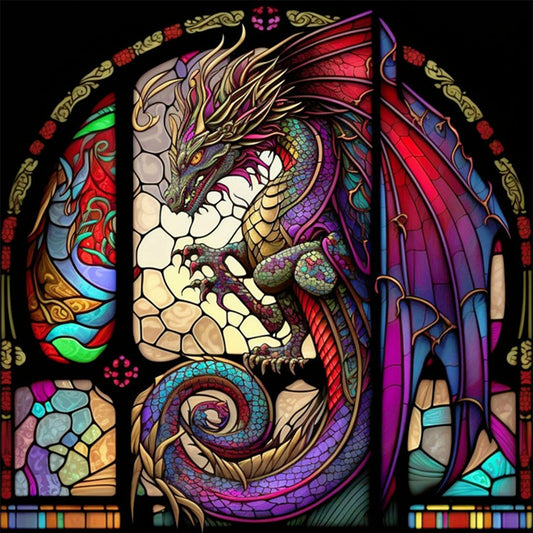 Glass Painting-Pterosaur - 11CT Stamped Cross Stitch 50*50CM