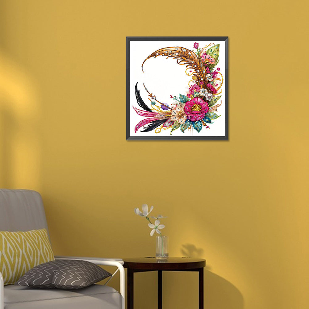 Feather And Crescent Parts - Special Shaped Drill Diamond Painting 30*30CM
