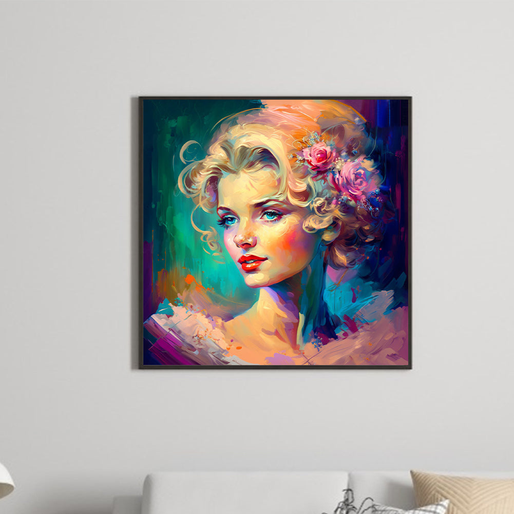 Flower Woman - Full Round Drill Diamond Painting 40*40CM