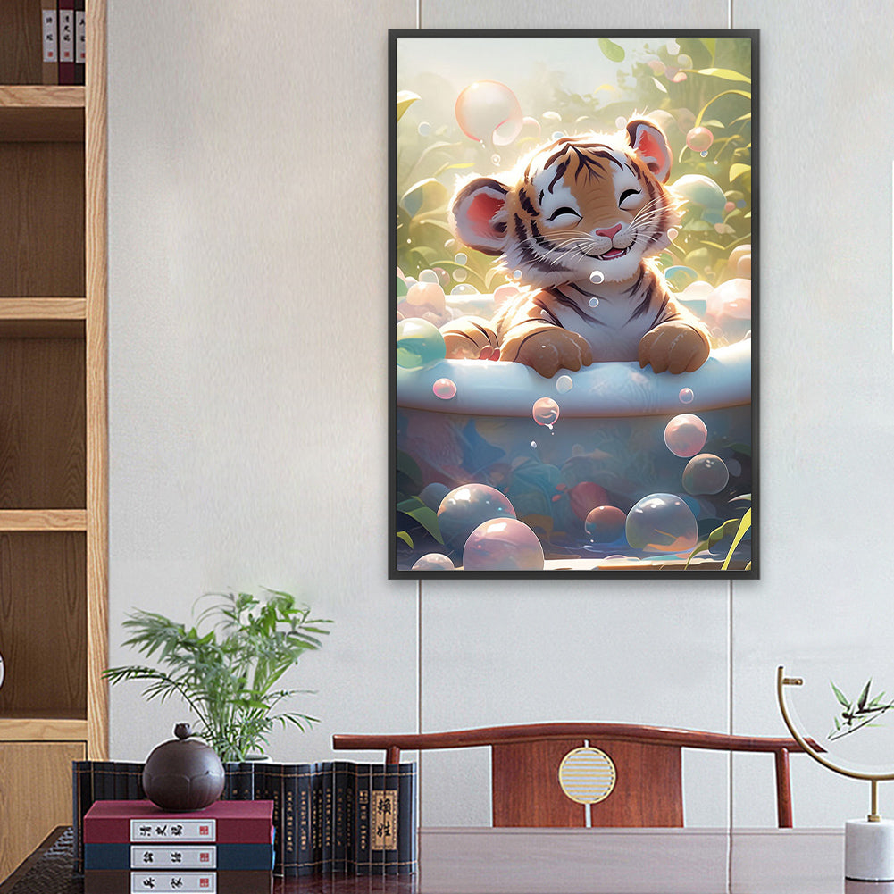 Tiger Taking A Bath - Full Square Drill Diamond Painting 40*60CM