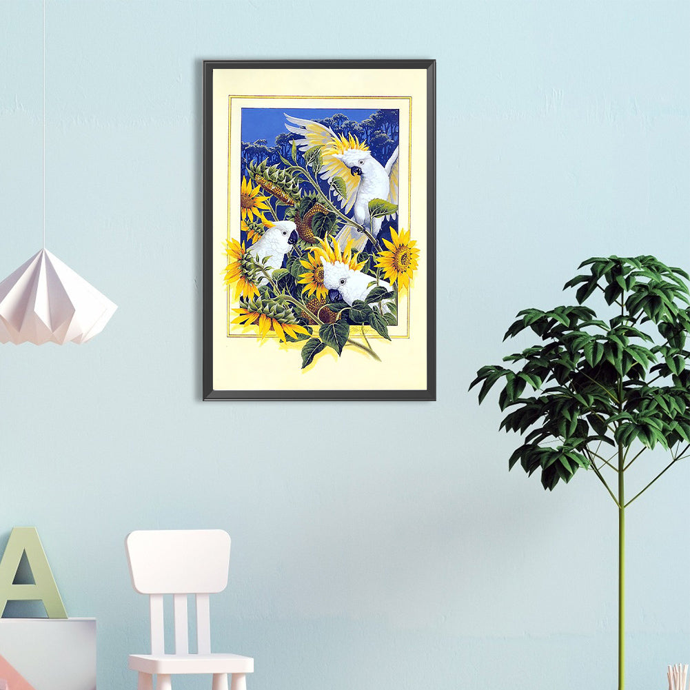 Frame Painted Sunflower Parrot - Full Round Drill Diamond Painting 40*60CM
