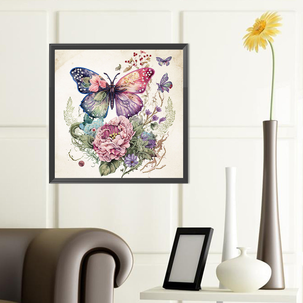 Flowers Butterfly - Special Shaped Drill Diamond Painting 40*40CM