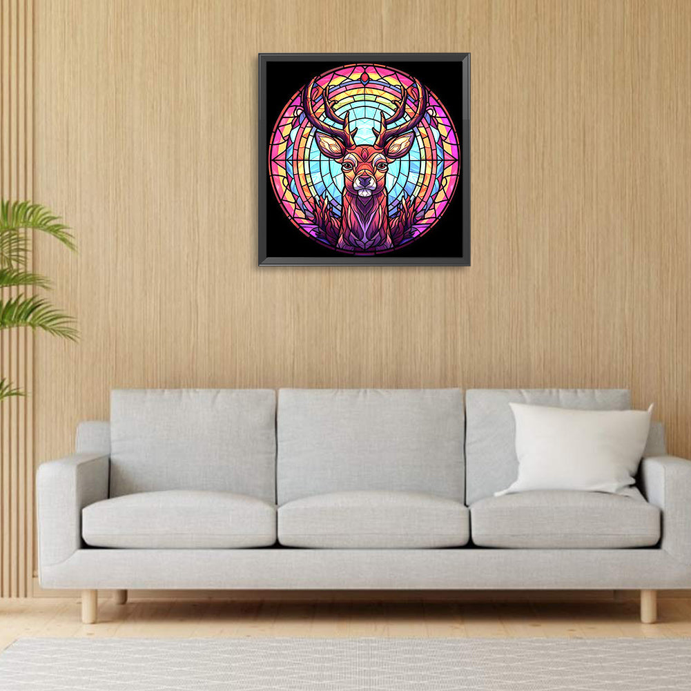 Stained Glass Deer - Full Round Drill Diamond Painting 30*30CM