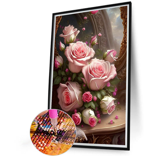 Pink Rose - Full Round Drill Diamond Painting 40*60CM