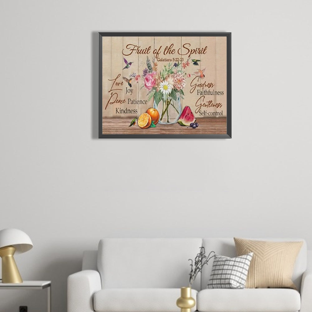 Vintage Wood Board Pictorial Calligraphy And Painting - Full Round Drill Diamond Painting 50*40CM