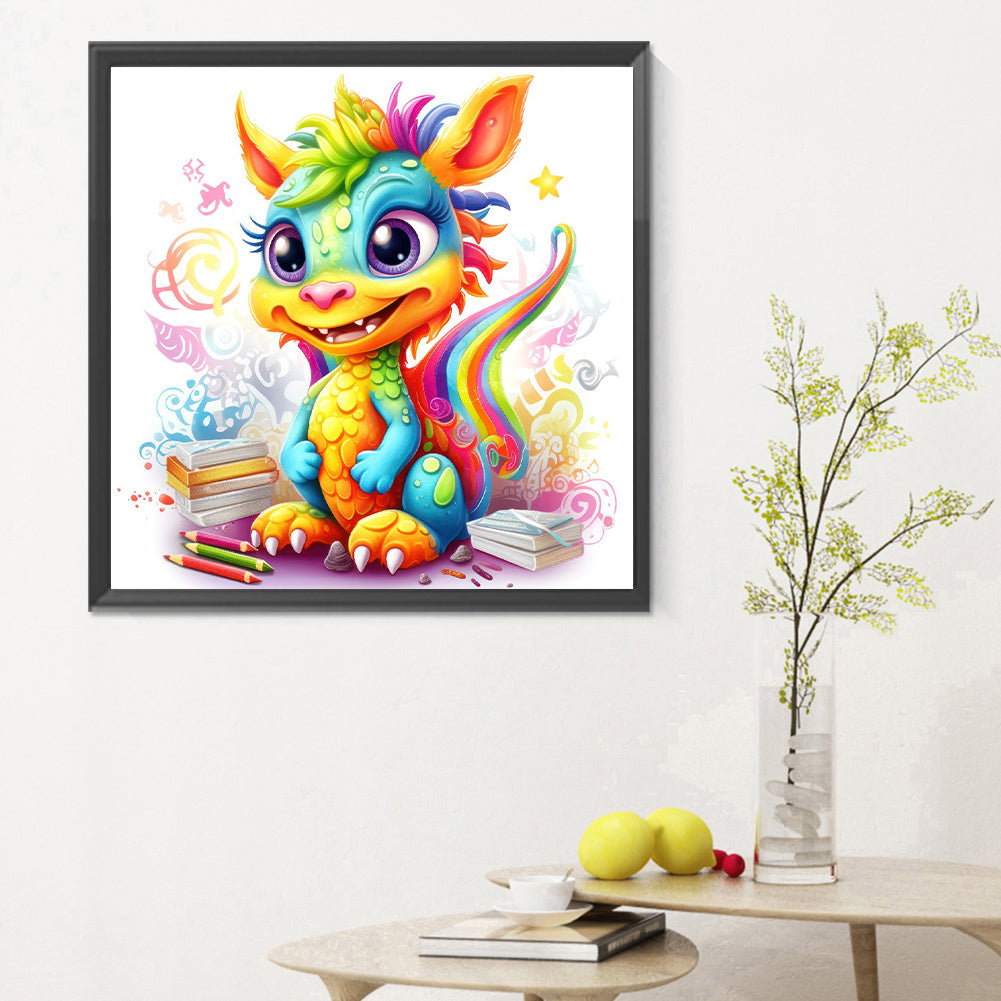 Colorful Little Dinosaur - Full Round Drill Diamond Painting 30*30CM
