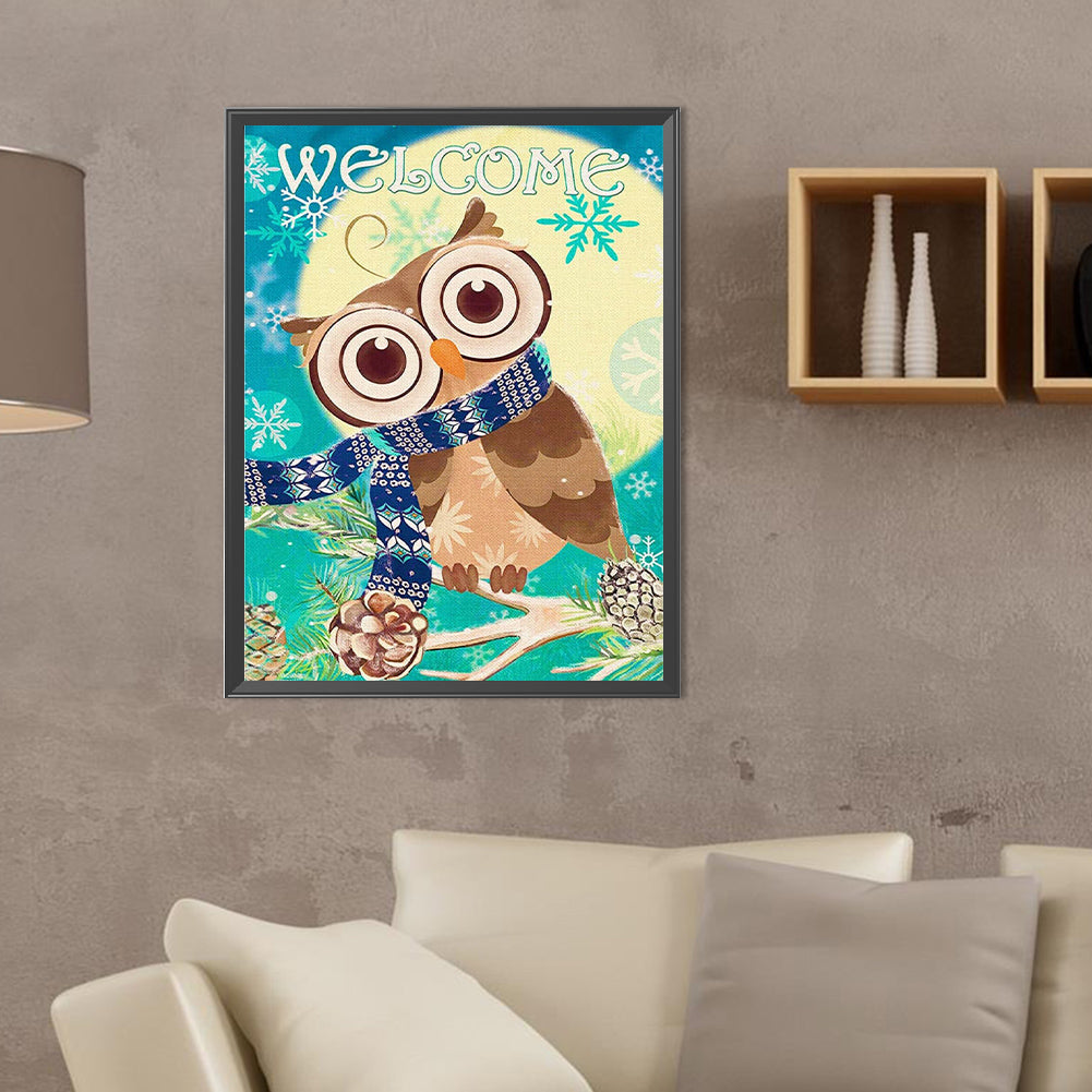 Owl - Full Round Drill Diamond Painting 30*40CM