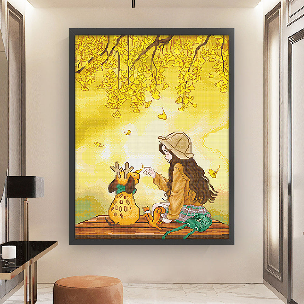 Autumn Girl - 11CT Stamped Cross Stitch 50*65CM(Spring)