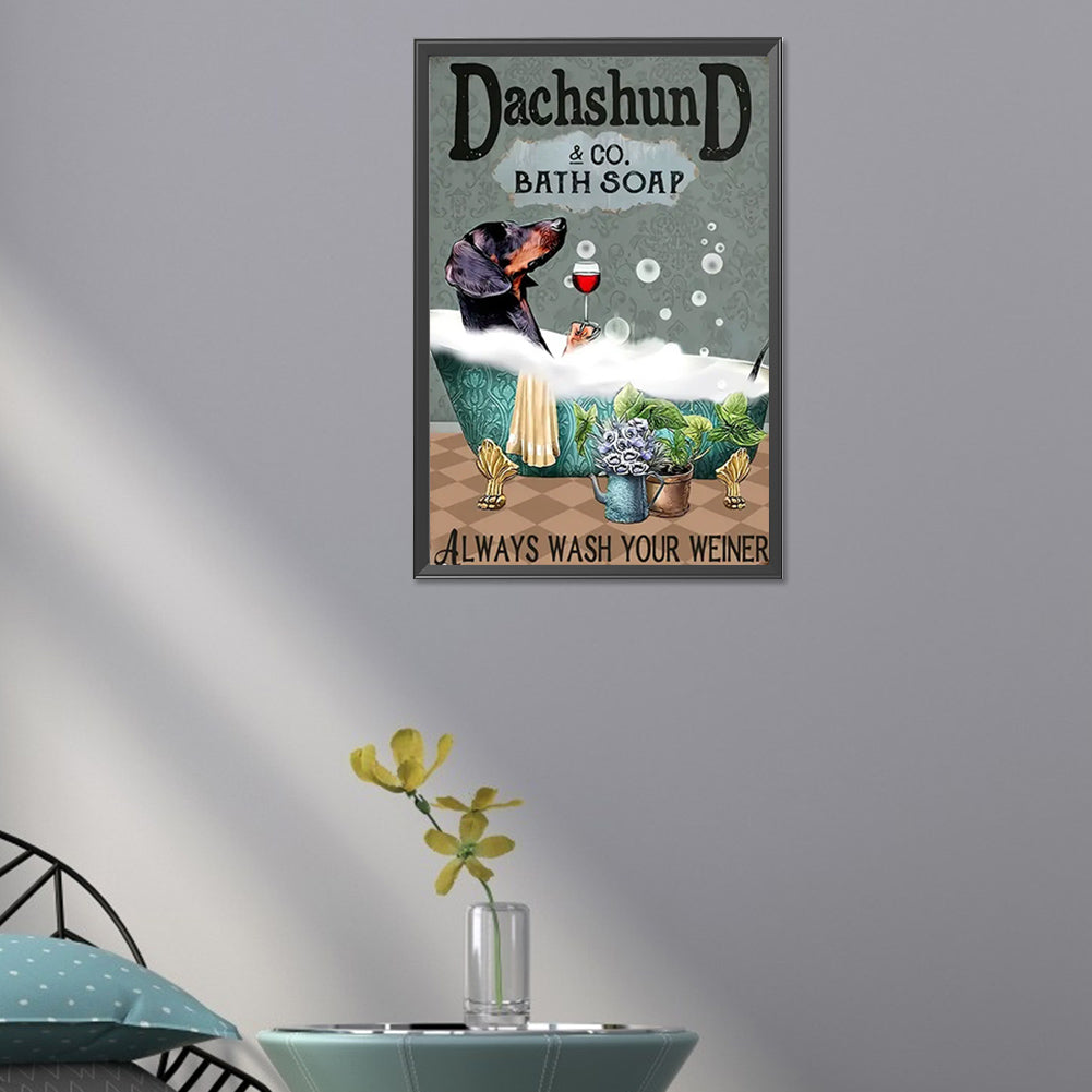 Dog Calligraphy And Painting - Full Round Drill Diamond Painting 30*45CM