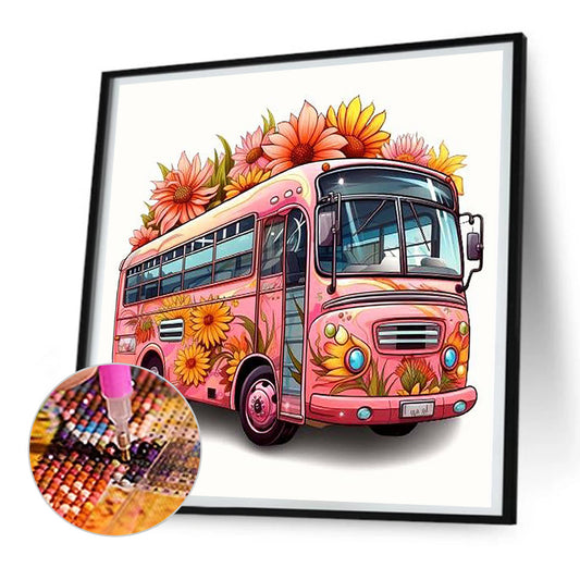 Buses Full Of Sunflowers - Full Round Drill Diamond Painting 30*30CM