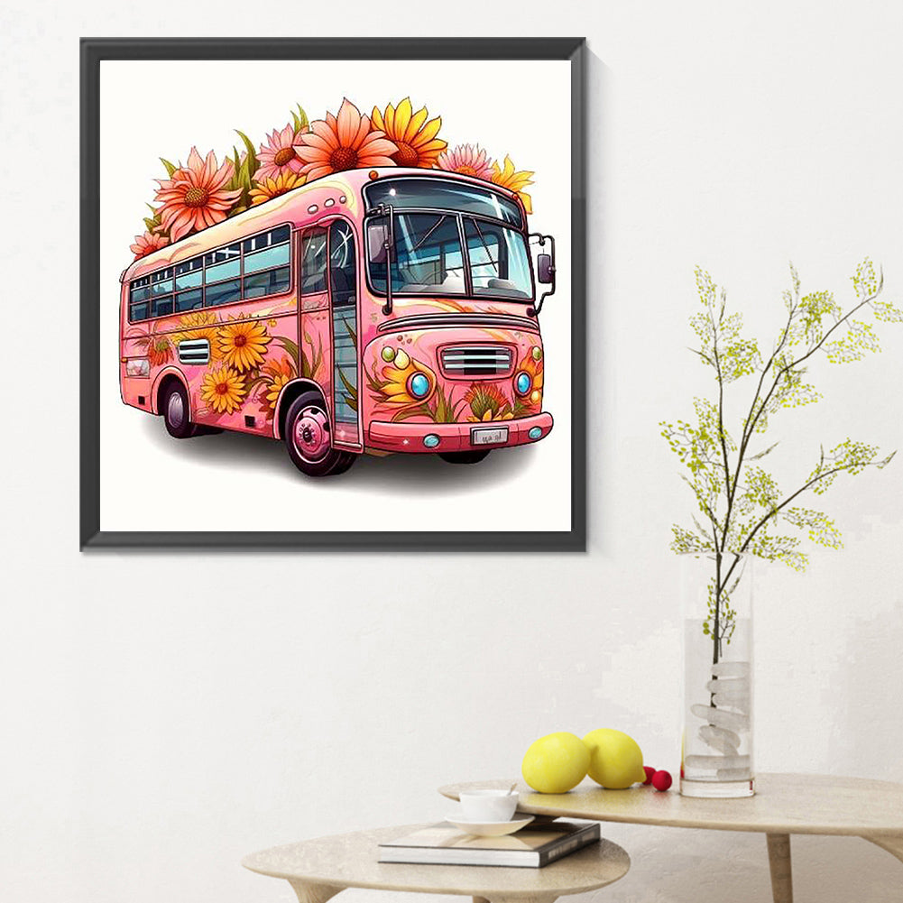 Buses Full Of Sunflowers - Full Round Drill Diamond Painting 30*30CM