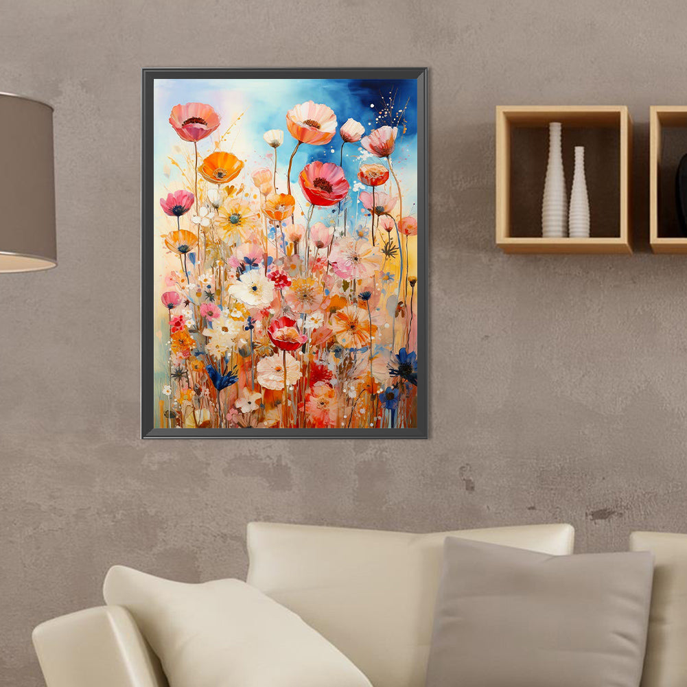 Poppy Bush - Full Round Drill Diamond Painting 30*40CM