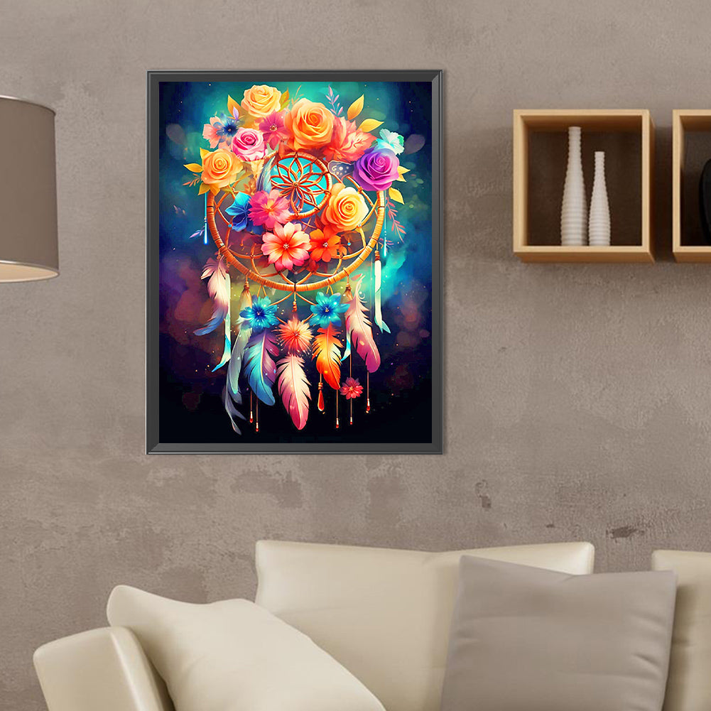 Rose Dream Catcher - Full Round Drill Diamond Painting 30*40CM