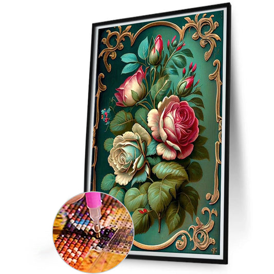 Vintage Rose Flower - Full Round Drill Diamond Painting 40*60CM