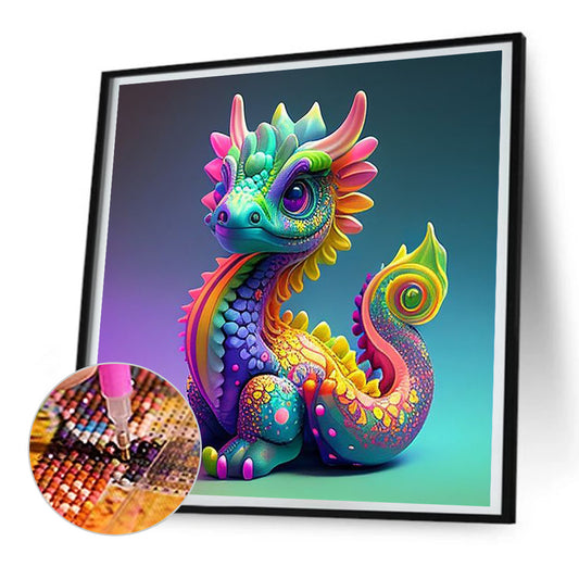 Colorful Little Dragon - Full Round Drill Diamond Painting 30*30CM