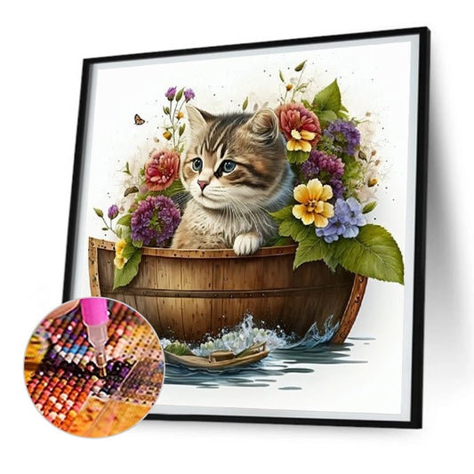 Kitten - Full Round Drill Diamond Painting 30*30CM