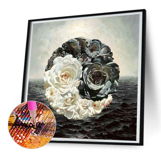 Yin Yang Diagram Flowers - Full Round Drill Diamond Painting 30*30CM