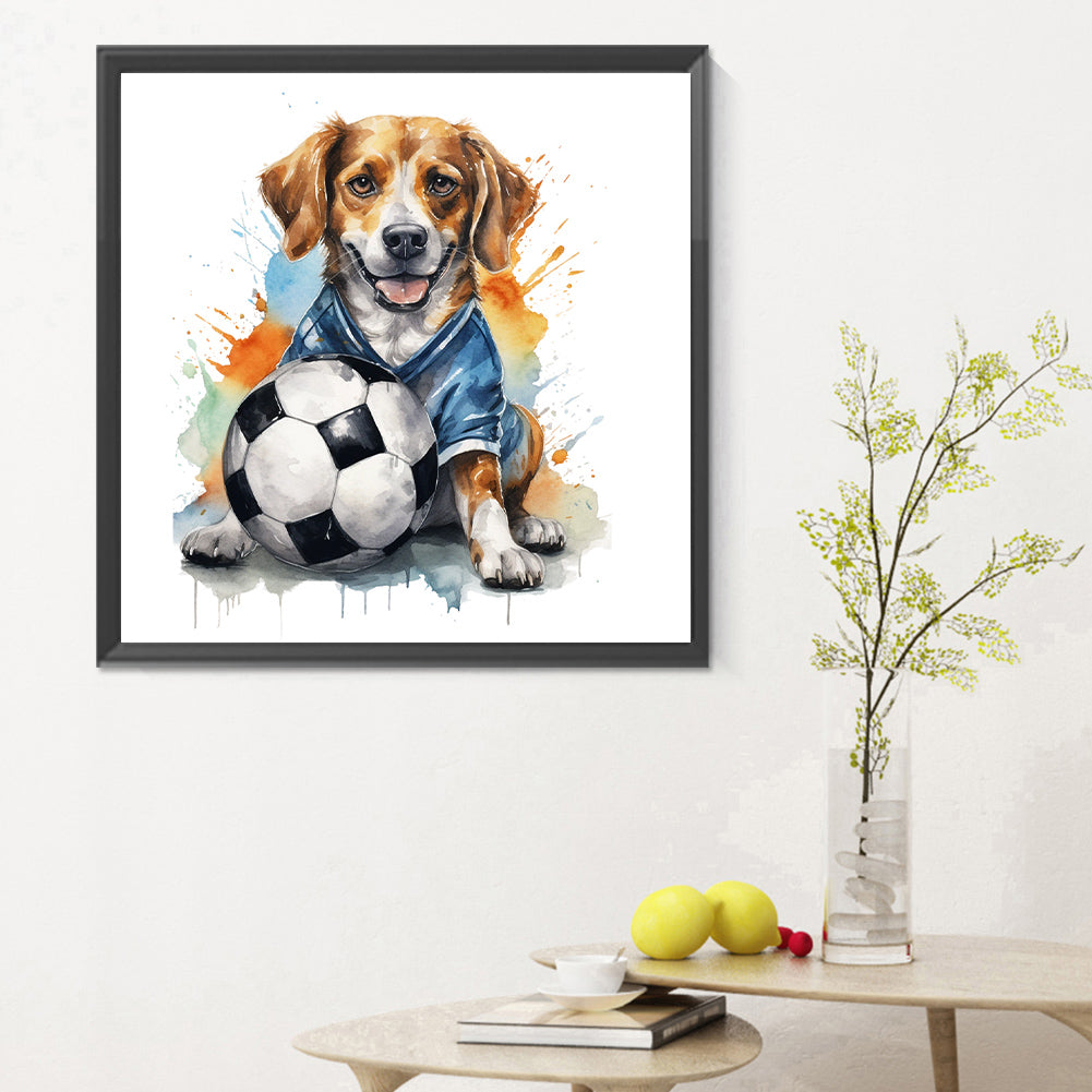 Puppy Playing Ball - Full Round Drill Diamond Painting 30*30CM