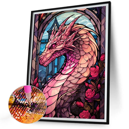 Stained Glass Dragon - Full Round Drill Diamond Painting 30*40CM