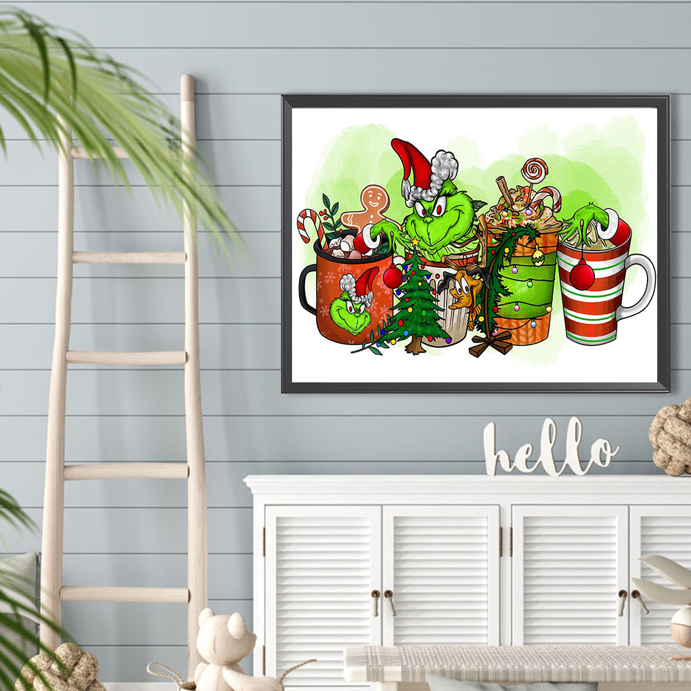 Grinch Cup Drink - Full Round Drill Diamond Painting 40*30CM