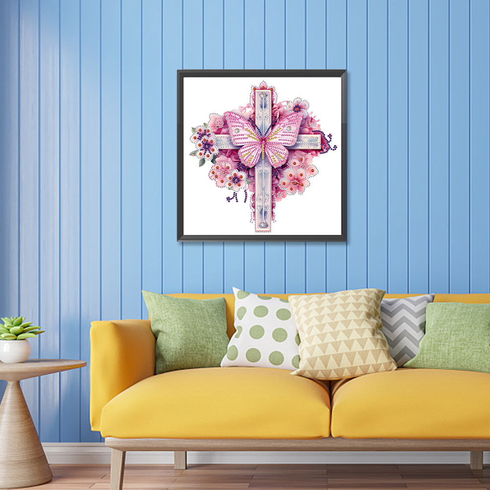 Butterfly Cross - Special Shaped Drill Diamond Painting 30*30CM