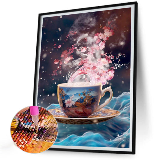 Flower Tea Cup - Full Round Drill Diamond Painting 30*40CM