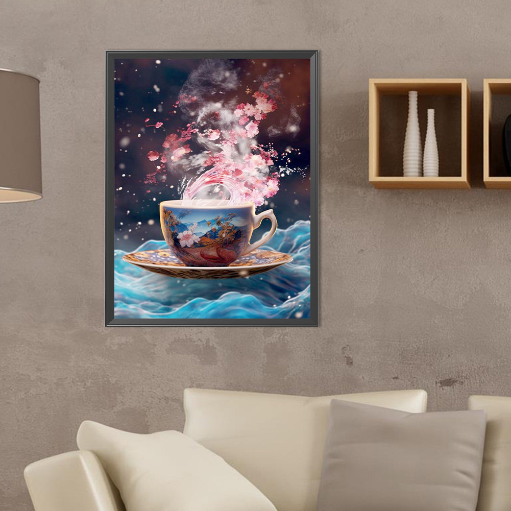 Flower Tea Cup - Full Round Drill Diamond Painting 30*40CM