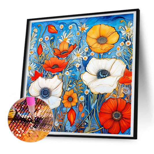 Poppy Flower - Full Round Drill Diamond Painting 30*30CM