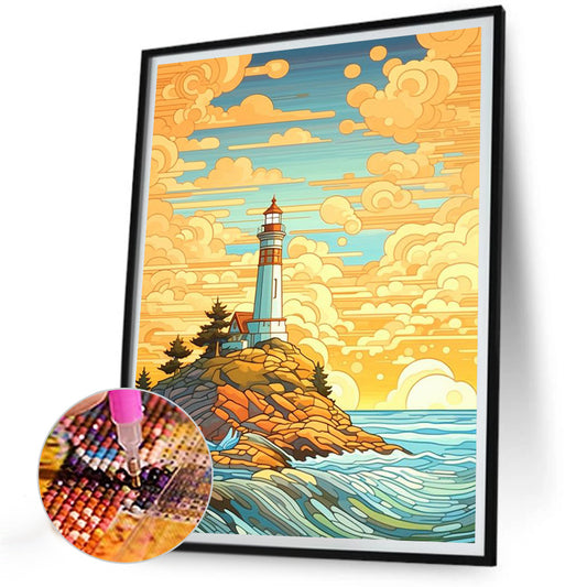 Chaoyang Seaside Lighthouse - Full Round Drill Diamond Painting 30*40CM
