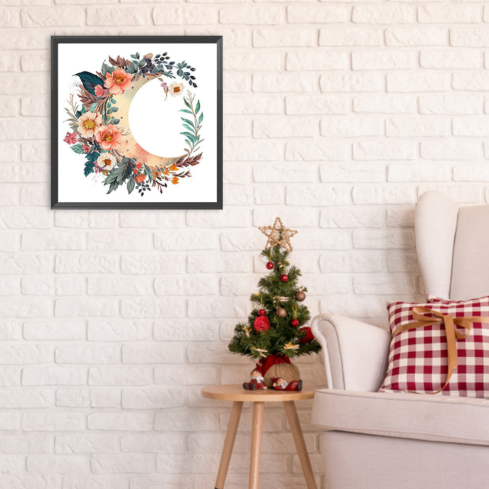 Flowers On The Moon - Full Round Drill Diamond Painting 30*30CM